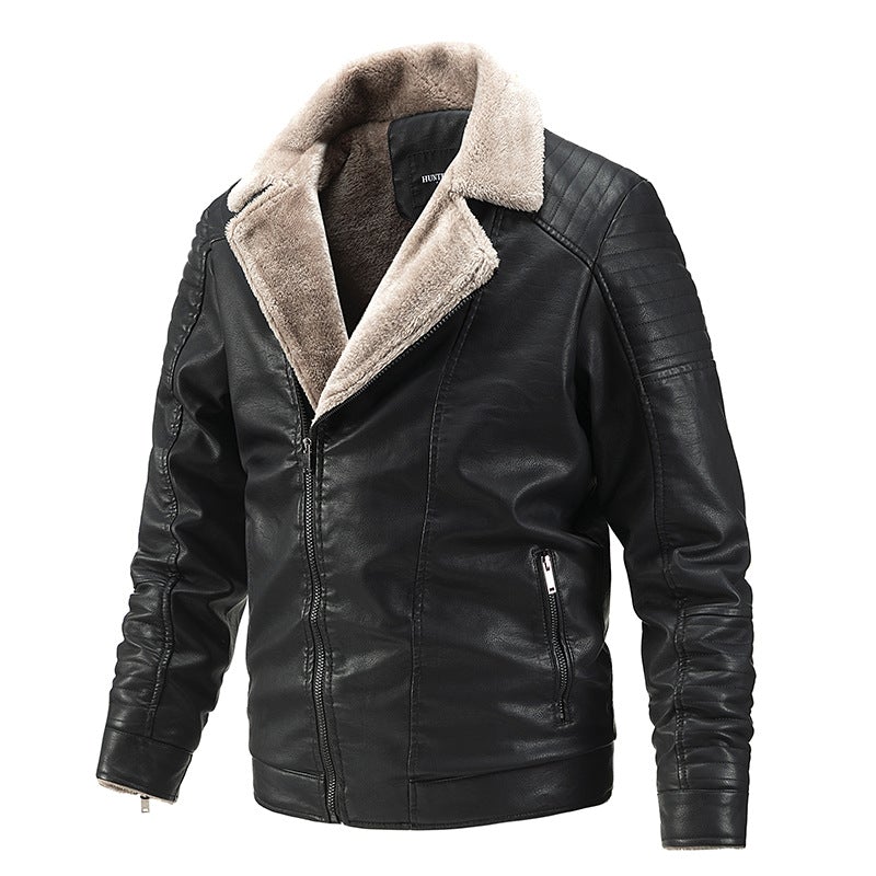 Fitted Sherpa Lined Leather Jacket For Men – byshoppy