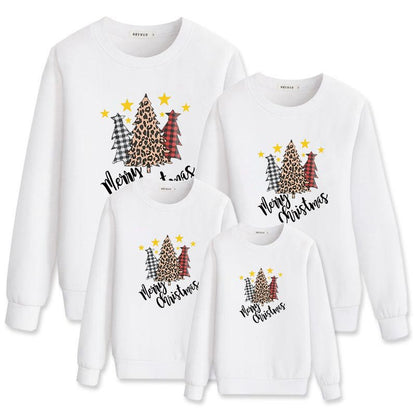 Parent-Child T-shirt With Christmas Tree Print