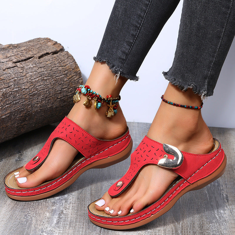 Women's Leather Flat Casual Slippers