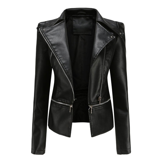 Woman Zipper Detachable Leather Jacket