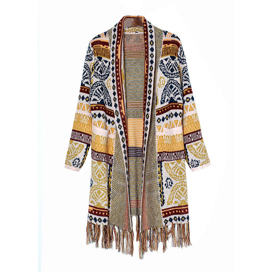 Ethnic Style Retro Tassel Cardigan Knitted Jacket