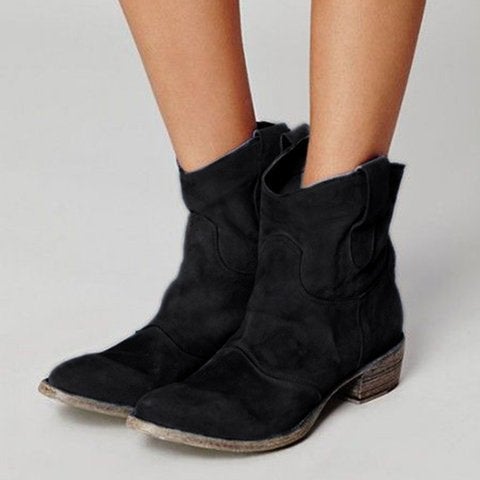 Women's Comfortable Low-heeled Square-heeled Low-top Boots