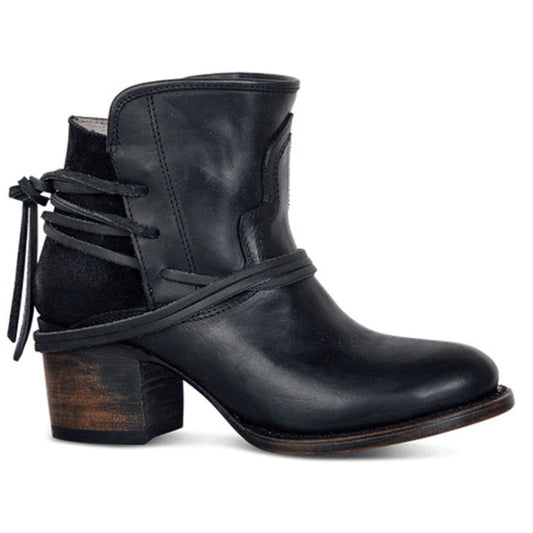 Women's Vintage Lace-Up Colorblock Boots