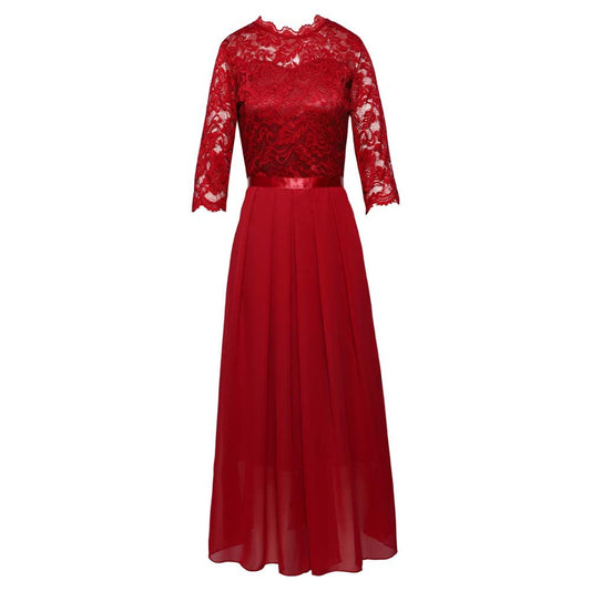Women's Long Sleeve Lace Evening Dress Maxi Dress