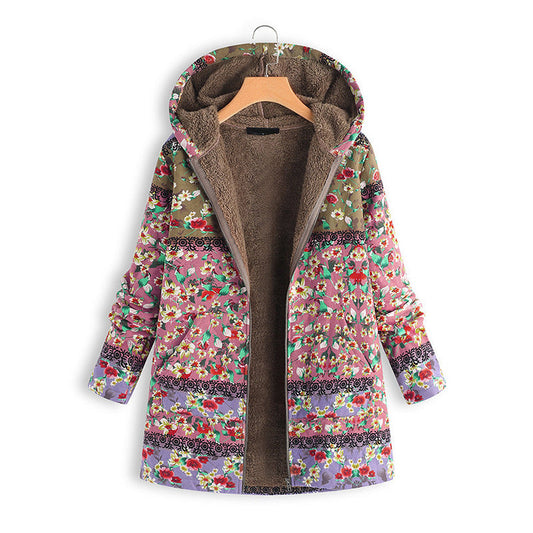 Women's Long Printed Padded Coat