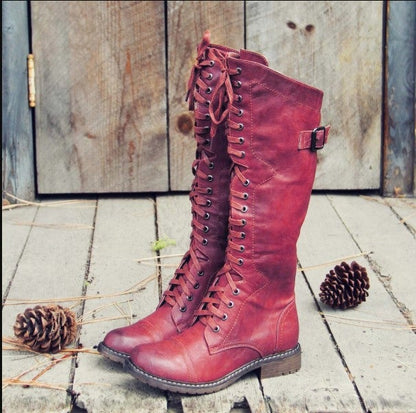 Women's Round Toe High Strap Knight Boots