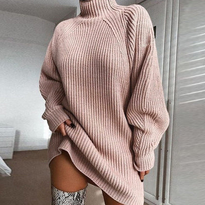 Women's Turtleneck Long Hooded Sweater