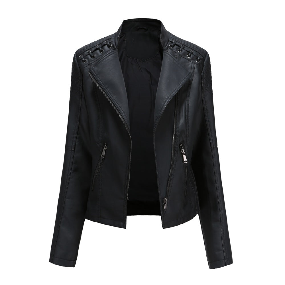 Women's Cropped Leather Multicolor Jacket
