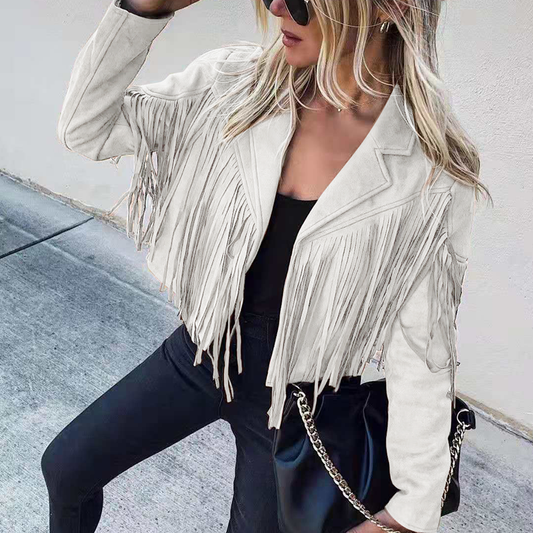 Women's Jackets Long-sleeve Printed Fringed Jacket