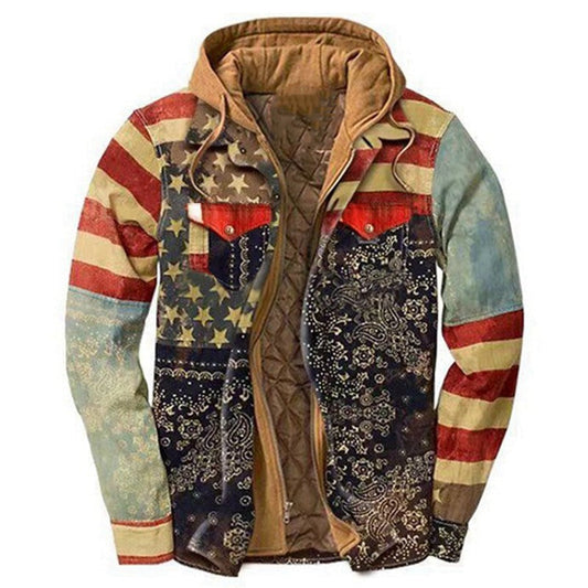Men's Winter Thickened Irregular Printed Cotton-padded Jacket
