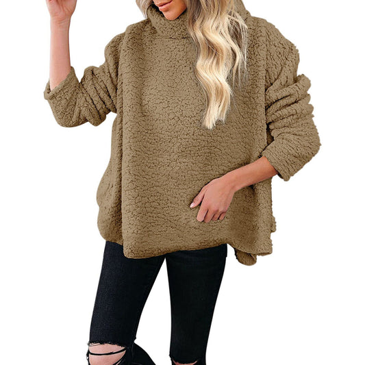 Sherpa Winter Turtleneck Top Sweatshirt For Women