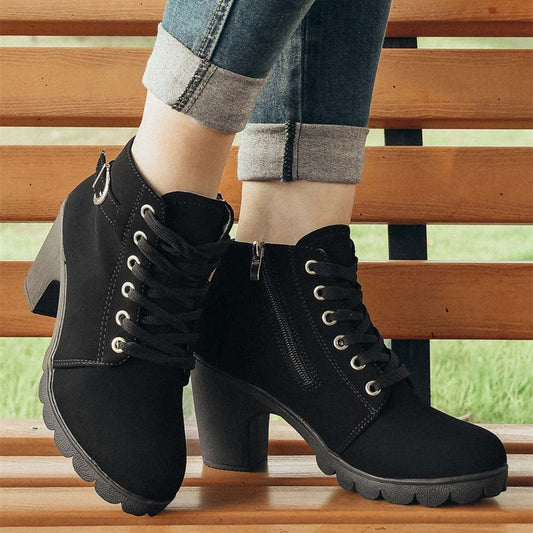 High Heel Lace Up Booties For Women