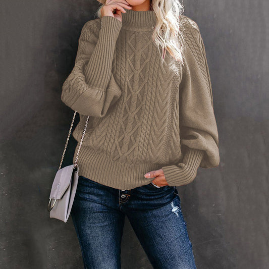 Women Long-sleeved Knitted Solid Color Sweater