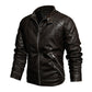 Men Stand Collar PU Leather Jacket Plus Velvet Jacket
