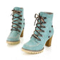 Woman Fashion Lace-up Rivet High Heel Boots
