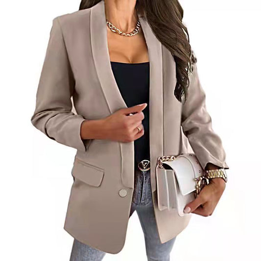 Women's Lapel Button Slim Fit Temperament Blazer