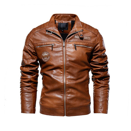 Men's Leather Jacket Plus Fleece Leather Jacket