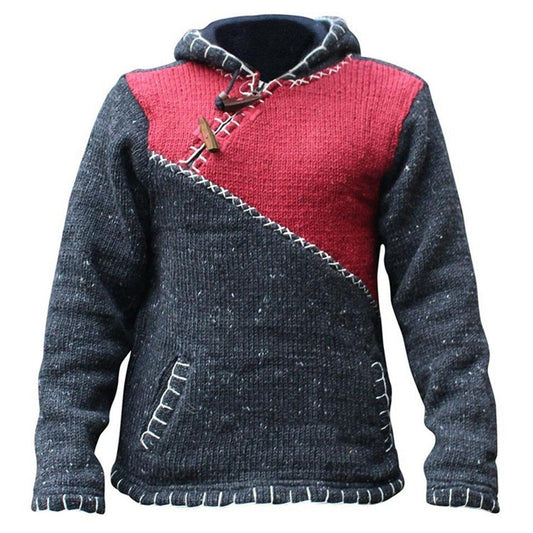 Men's Stitching Sweater Long-sleeved Sweater Hoodie