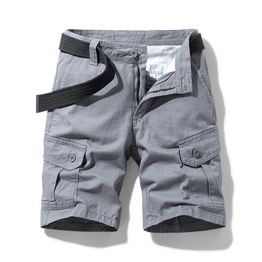 Men's Cargo Shorts Straight Color Pocket Zip Lounge Pants