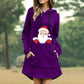 Christmas Print Hooded Long Sleeve Women's Sweatshirt Dress