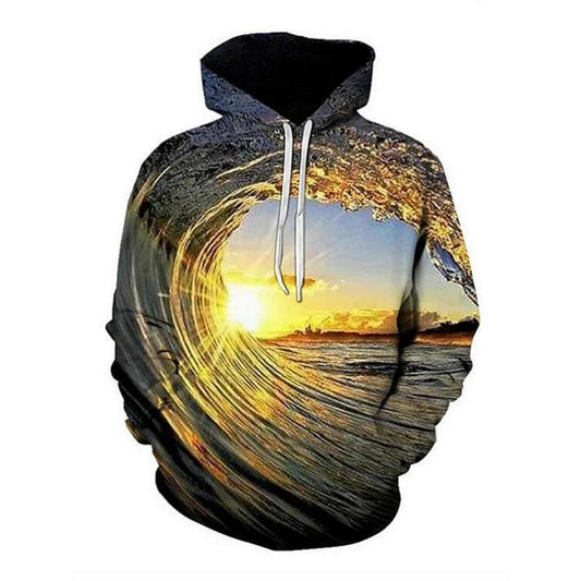 Men's 3D Print Hoodie Swirl Print Long Sleeve