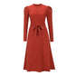 Solid Color Autumn Long Sleeve Knit Dress