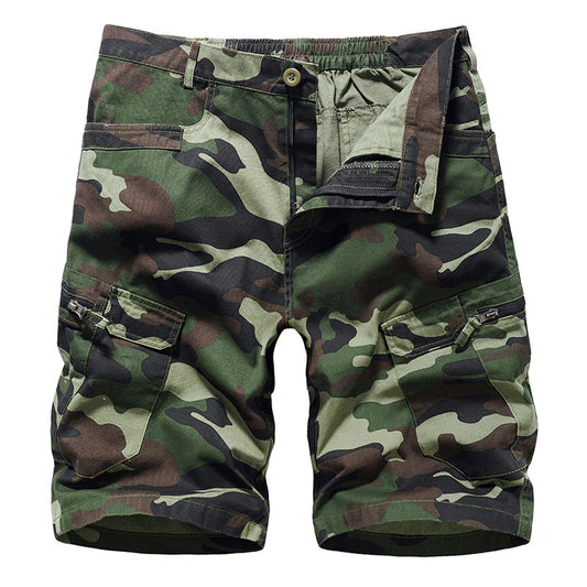Men's Cargo Shorts Straight Camo Pocket Zippered Casual Pants