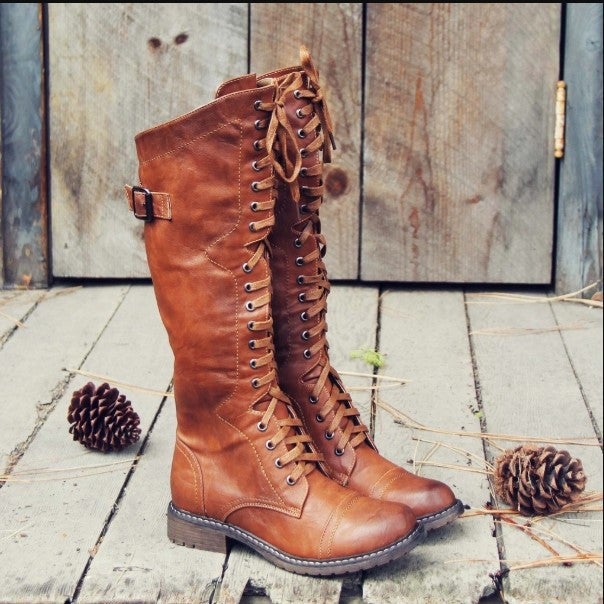 Women's Round Toe High Strap Knight Boots