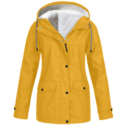 Plus Fleece Jacket Outdoor Climbing Suit Hooded Jacket For Women