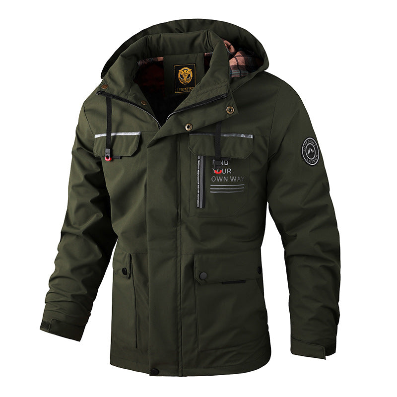 Men's Trench Bomber Outdoor Hooded Jacket