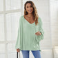 Women's V-Neck Solid Color Casual Blouses