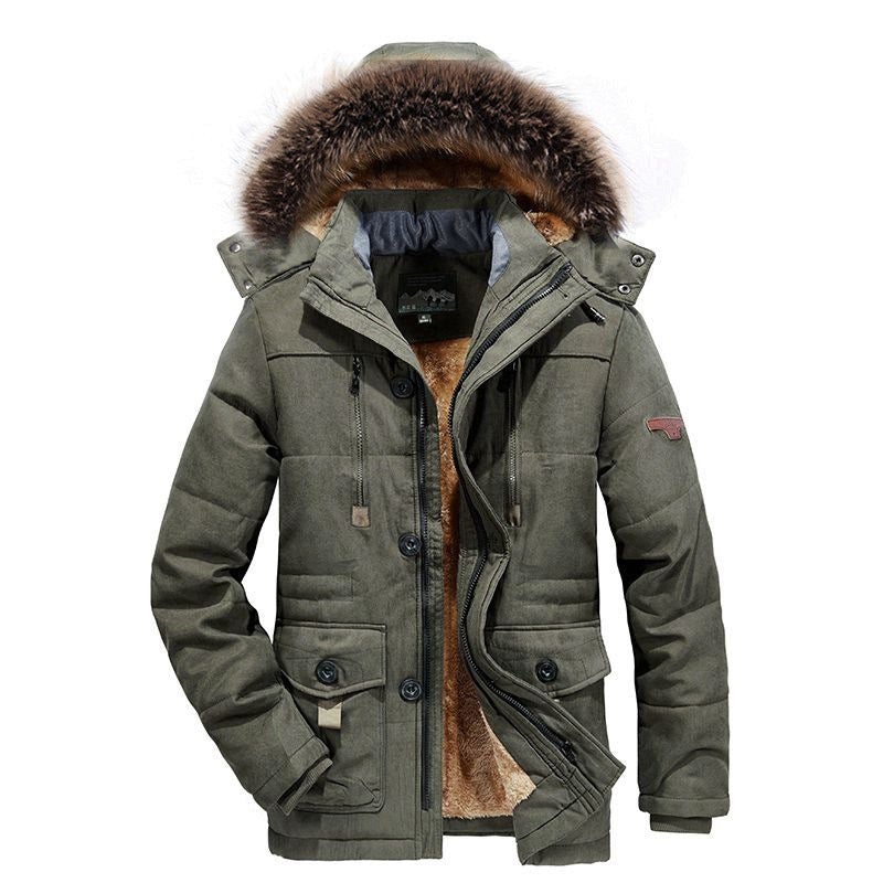 Men's Plus Size Fur Collar Padded Winter Jacket 6XL