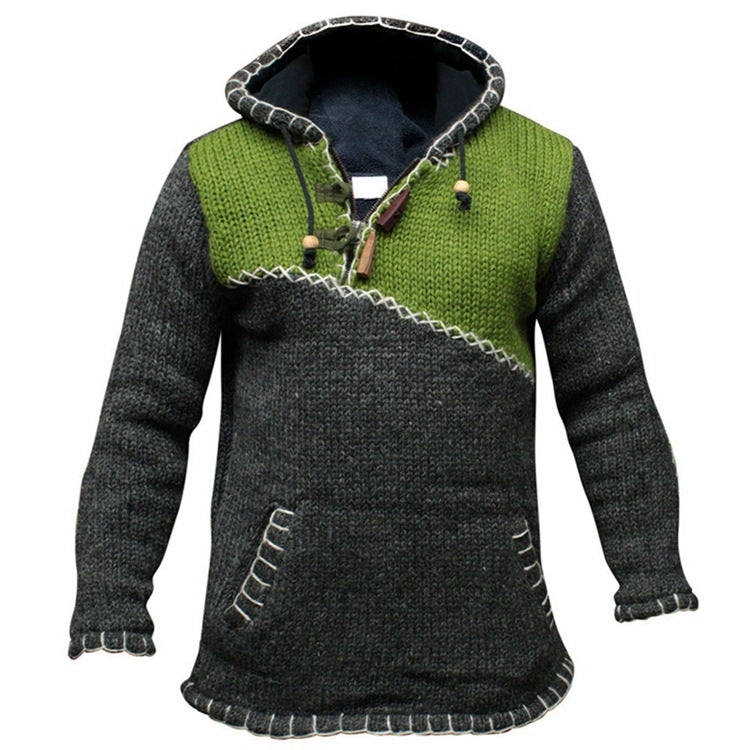 Men's Stitching Sweater Long-sleeved Sweater Hoodie