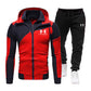 Men's Color-blocking Hooded Sweater Sports Two-piece Set