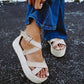 Womens Flat Shoes Hemp Rope Cross Strap Sandals