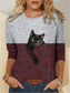 Cat Print Long Sleeve Shirt Women's Sweatshirt Sweater