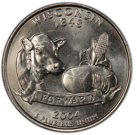 2004-D 25C Wisconsin Quarter Extra Leaf Low