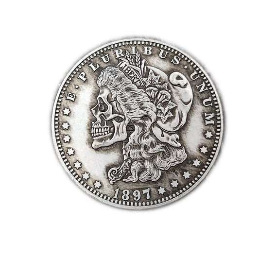 1897 Hobo Morgan Liberty Eagle Skeleton Coin
